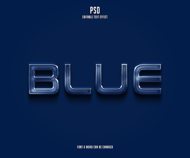 PSD blue text effect 3d editable psd file