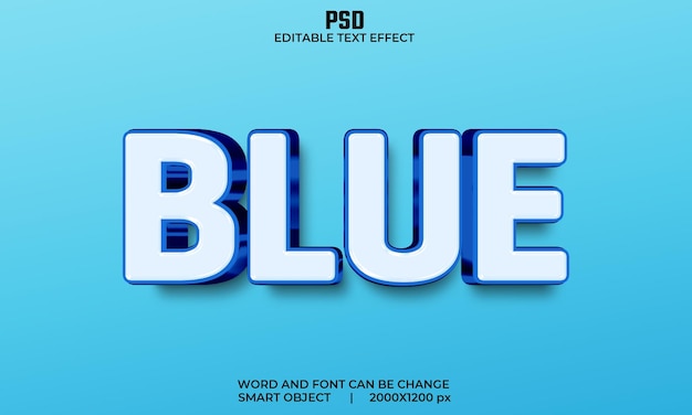 PSD blue text effect with a blue background