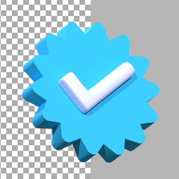 PSD blue tick mark verified 3d render illustration