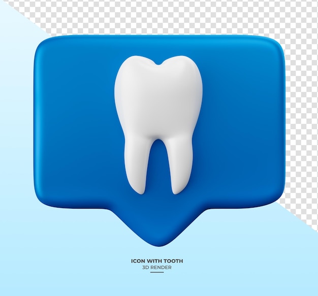 PSD icona di dente blu in rendering 3d con sfondo trasparente