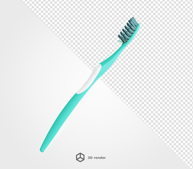a blue toothbrush with a white handle that says 3d rendering
