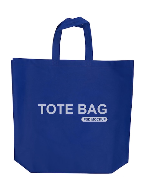 Blue tote bag mock up isolated on white background