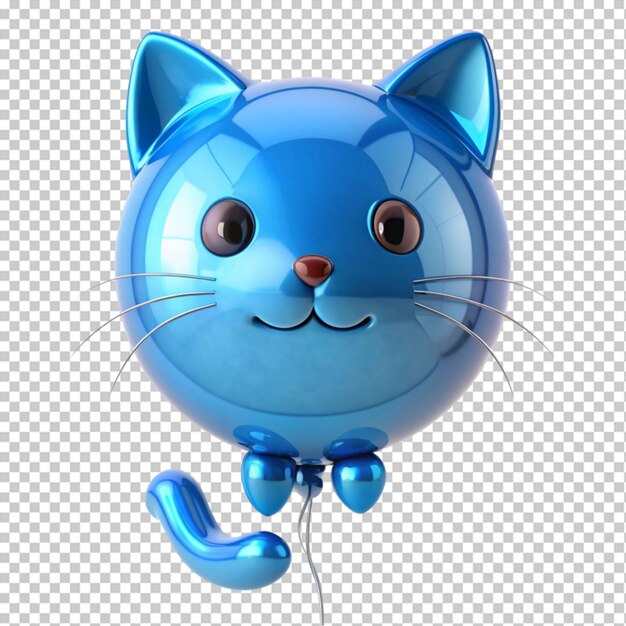 PSD 투명한 배경에 투명한 파란색 고양이 풍선 3d