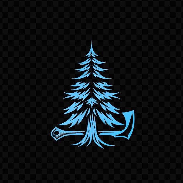 A blue tree with a sign of the word pine on it