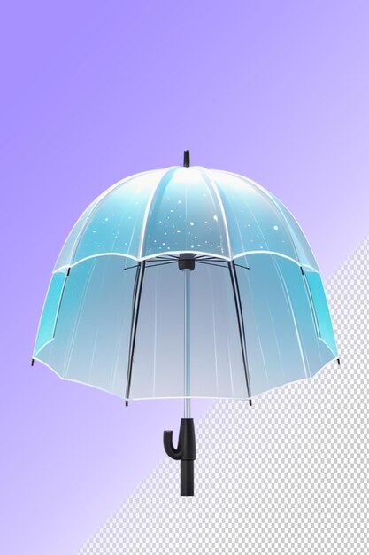 A blue umbrella with a clear cover that says  snowflake  on it