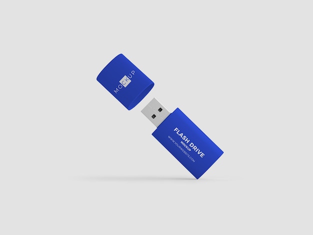 A blue usb drive that says'flash drive'on it