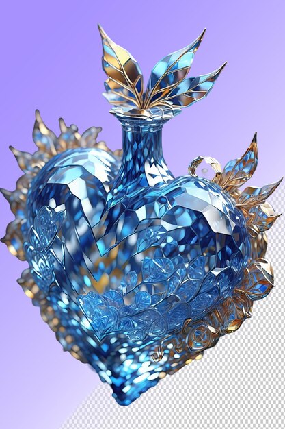 PSD a blue vase with a gold leaf on it