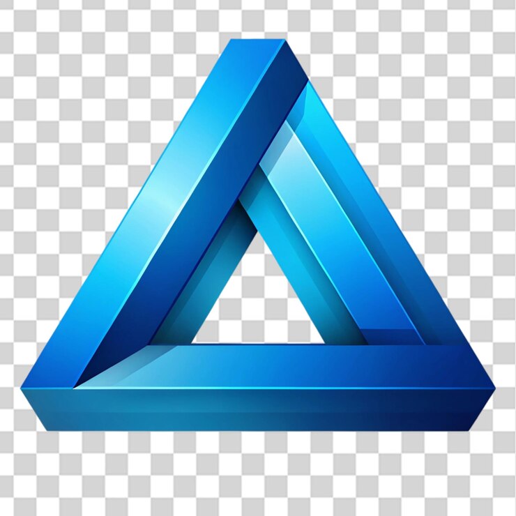 PSD blue vector penrose triangle top view isolated on transparent background