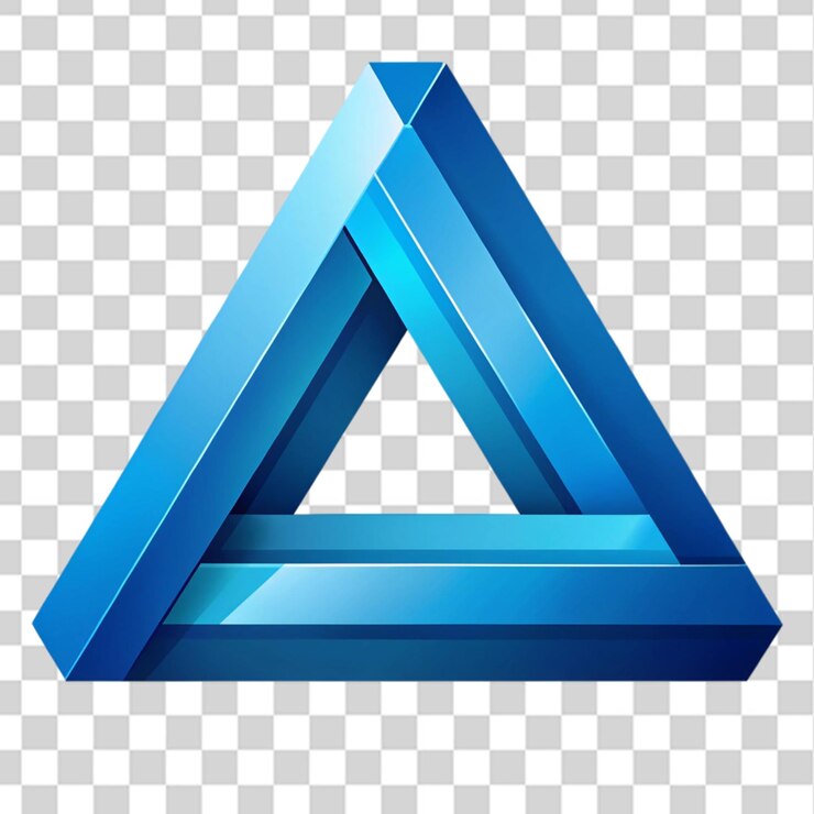 PSD blue vector penrose triangle top view isolated on transparent background