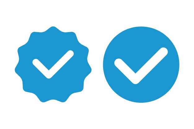 Blue veriied icon check symbol set design element template