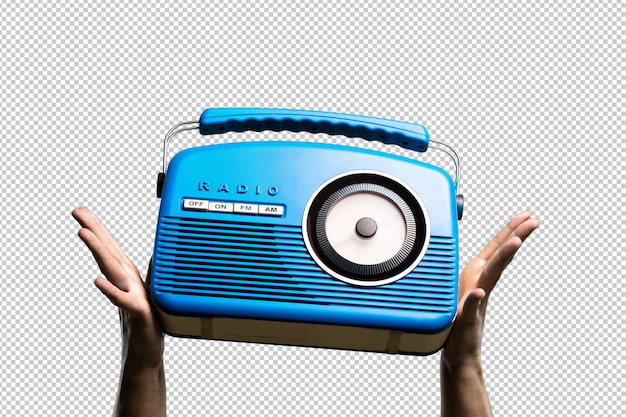 PSD blue vintage radio isolated