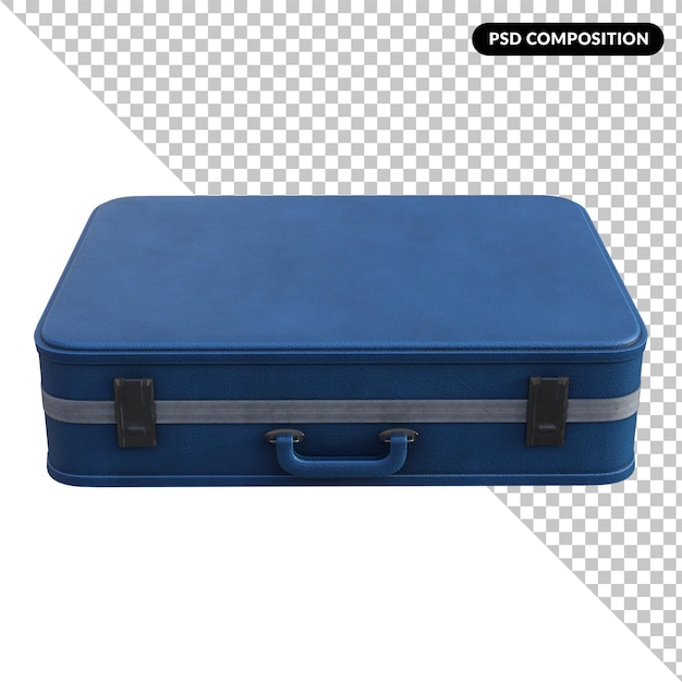 Blue vintage suitcase isolated