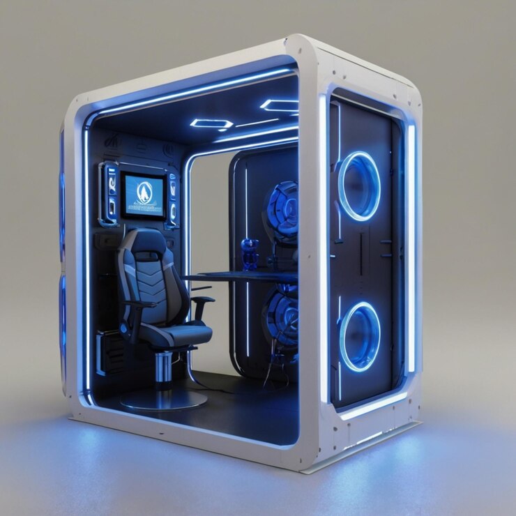 PSD blue vr gaming booth experience