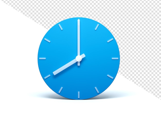Blue wall Clock on isolated background with Shadow 3d Illustration 8 O39clock