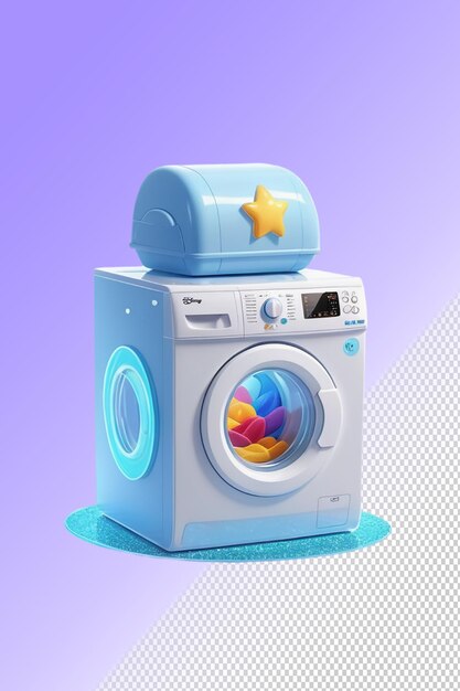 PSD a blue washing machine with a star on the top