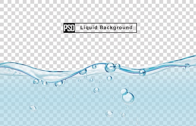 PSD blue water liquid background with bubble