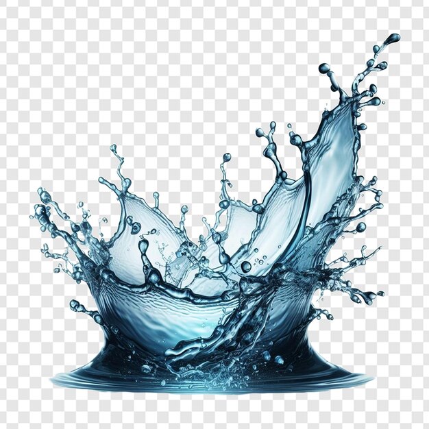 Blue water splash isolated on transparent background or png