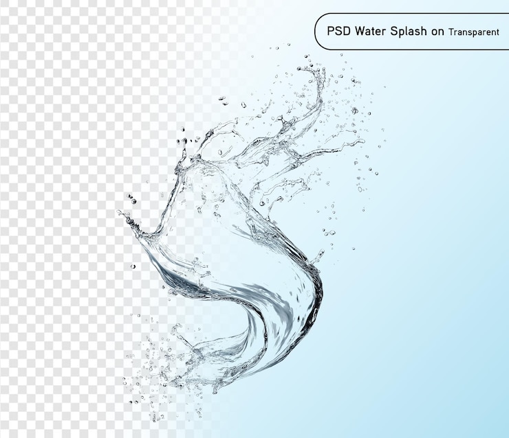 PSD blue water splash isolated on transparent background psd and png