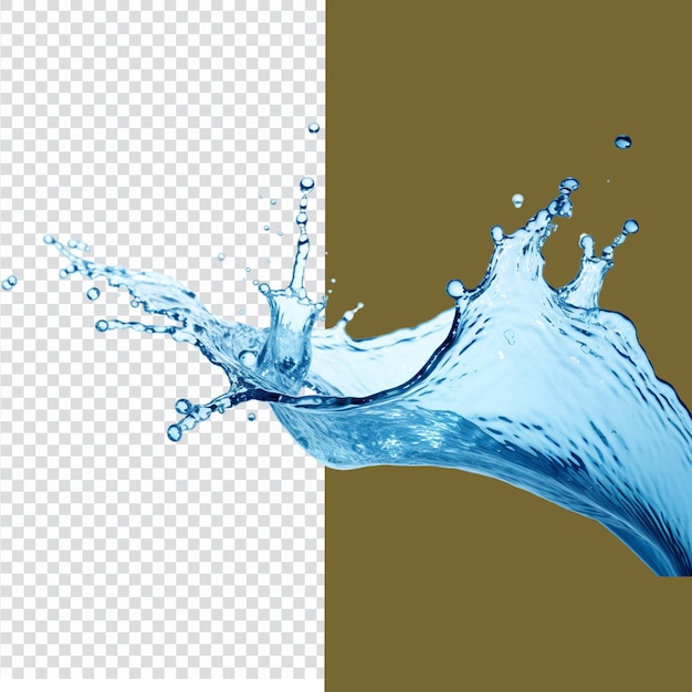 Blue water splash isolated on transparent background