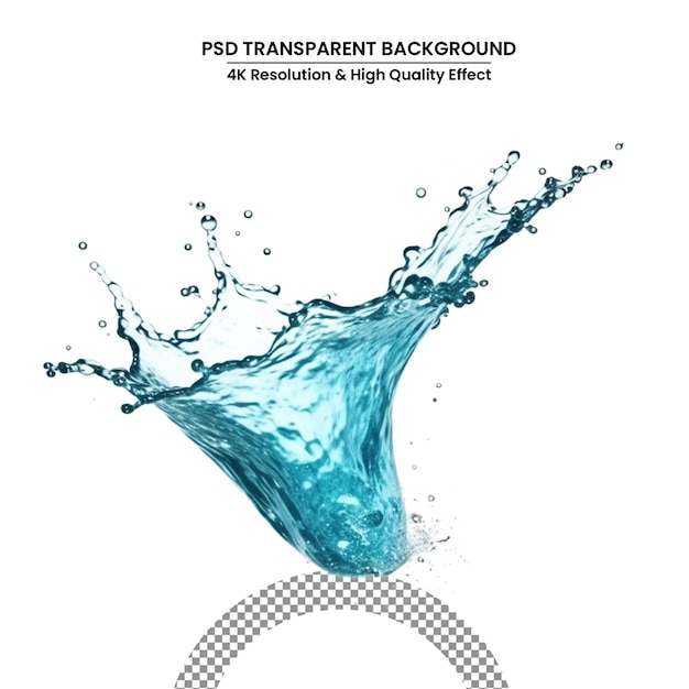 blue water splash on a white background with copy space
