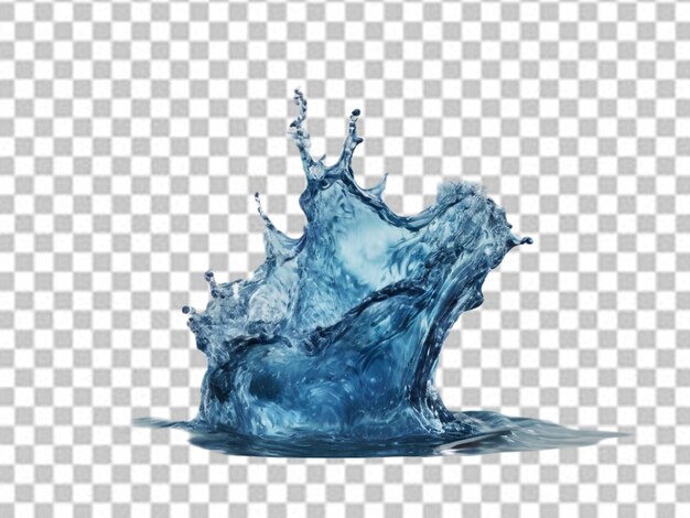 PSD blue water splashing alone isolated on transparent background