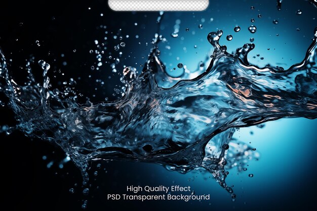 PSD blue water splashing isolated on transparent background