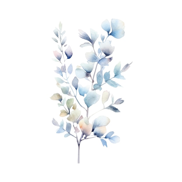 PSD blue watercolor flower bouquet hand drawn floral element isolated on white background