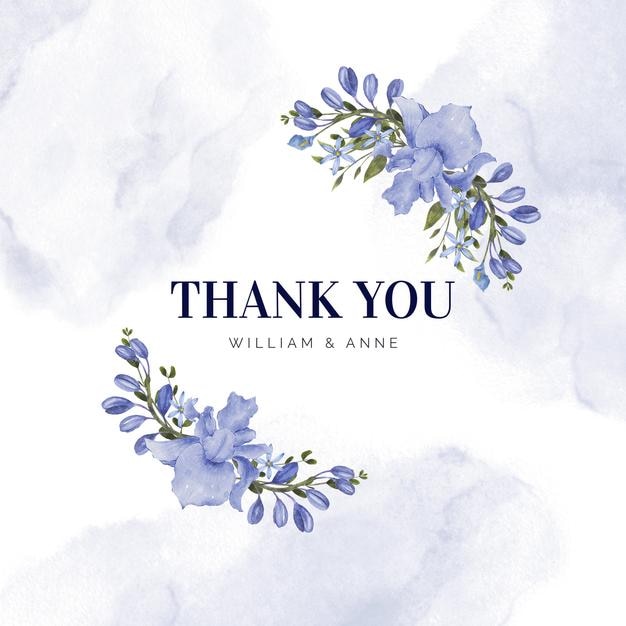 Blue watercolor flowers wreath background