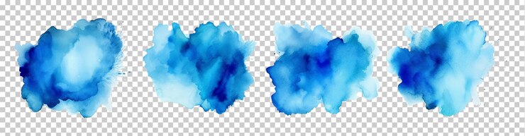 PSD blue watercolor stains isolated on transparent background png psd