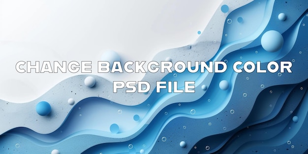 PSD a blue wave with white bubbles and a white background