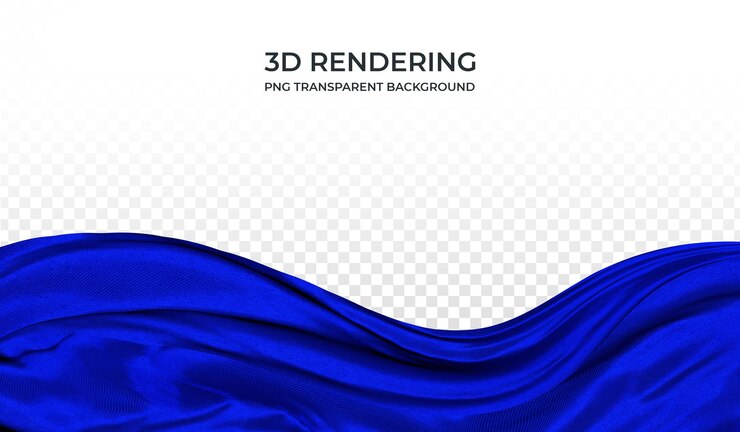PSD синяя волнистая ткань 3d рендеринг прозрачный фон
