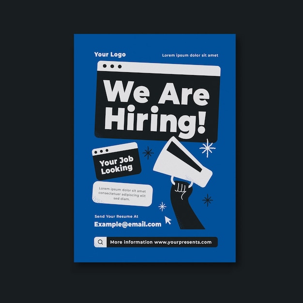 PSD blue we are hiring flyer