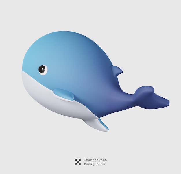 PSD blue whale isolated. sea and beach minimal icon. summer vacations and ocean. 3d render