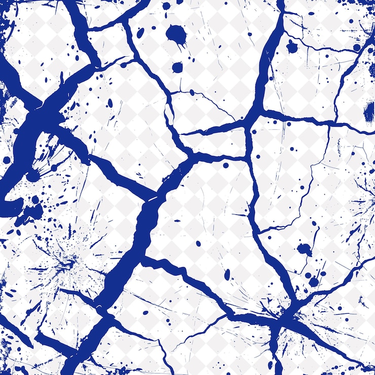 PSD a blue and white abstract painting of a cracked white surface