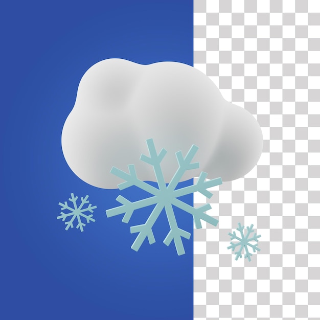 PSD a blue and white background with a cloud and snowflakes.