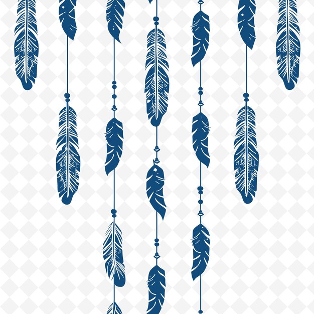 A blue and white background with feathers and a pattern of feathers