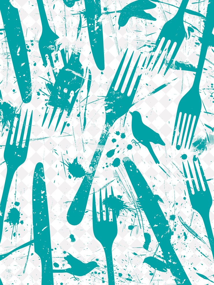 PSD a blue and white background with a fork and knife