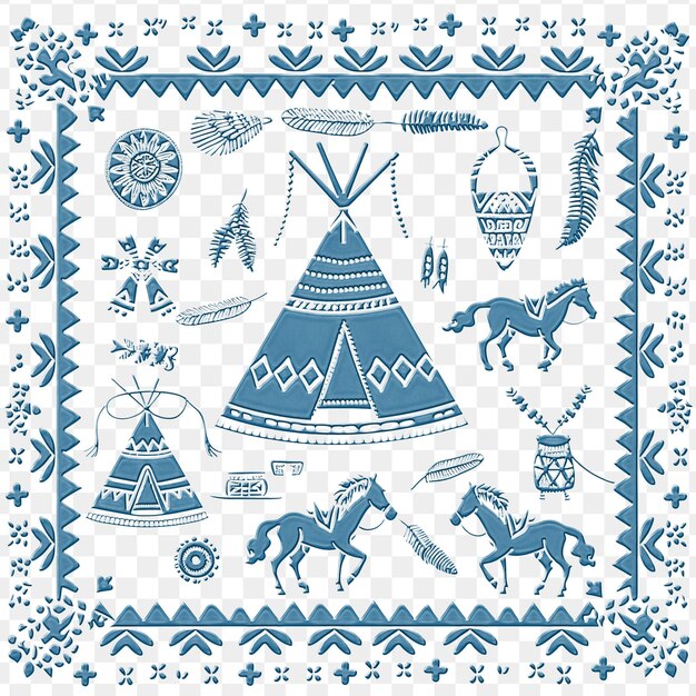 PSD a blue and white background with a picture of a horse and a pyramid