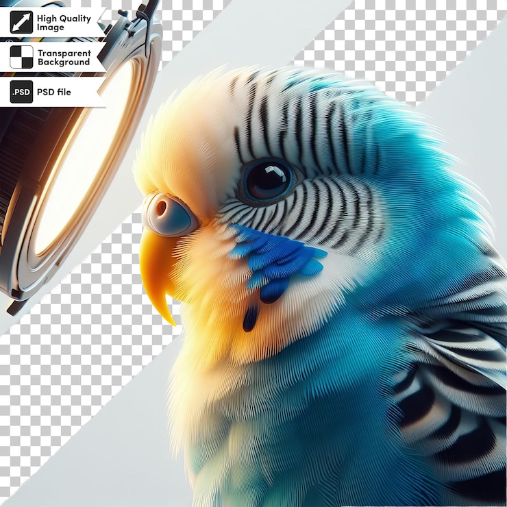 PSD a blue and white bird with a blue beak and a black and white background