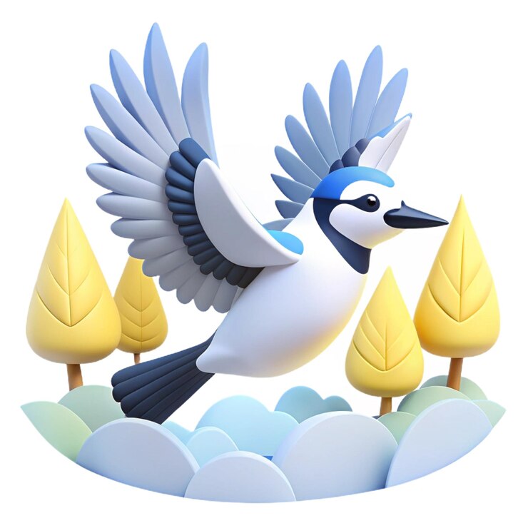 PSD a blue and white bird with a blue head and wings