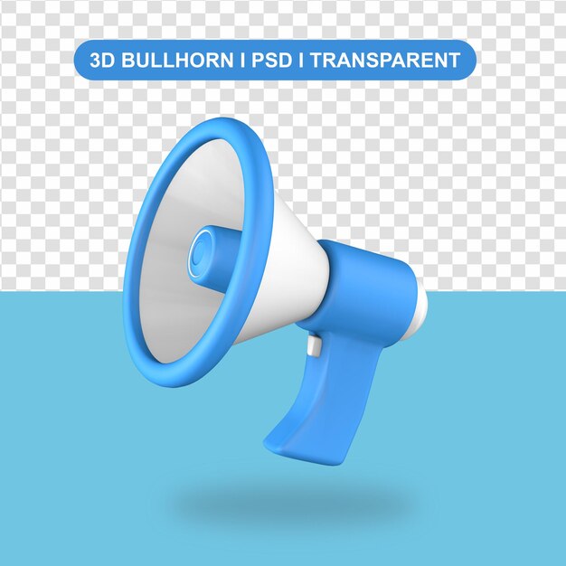 PSD blue and white bullhorn