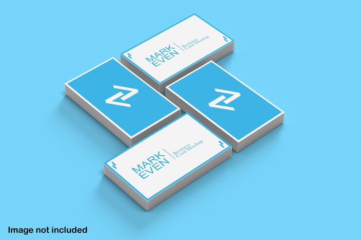 Blue and white business card mockup