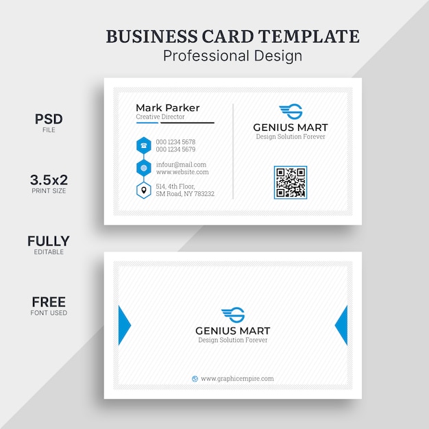 PSD blue and white business card