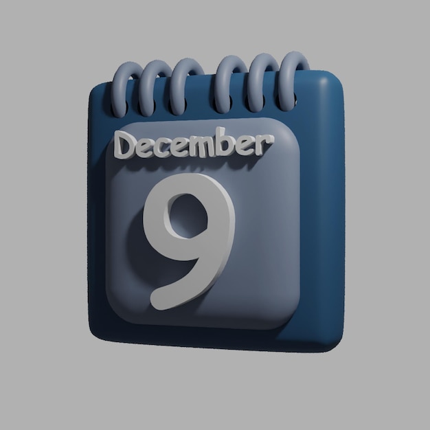 PSD a blue white calendar with the date december 9 on it