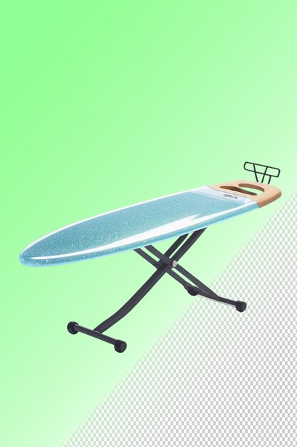 PSD a blue and white chair with a surfboard on it