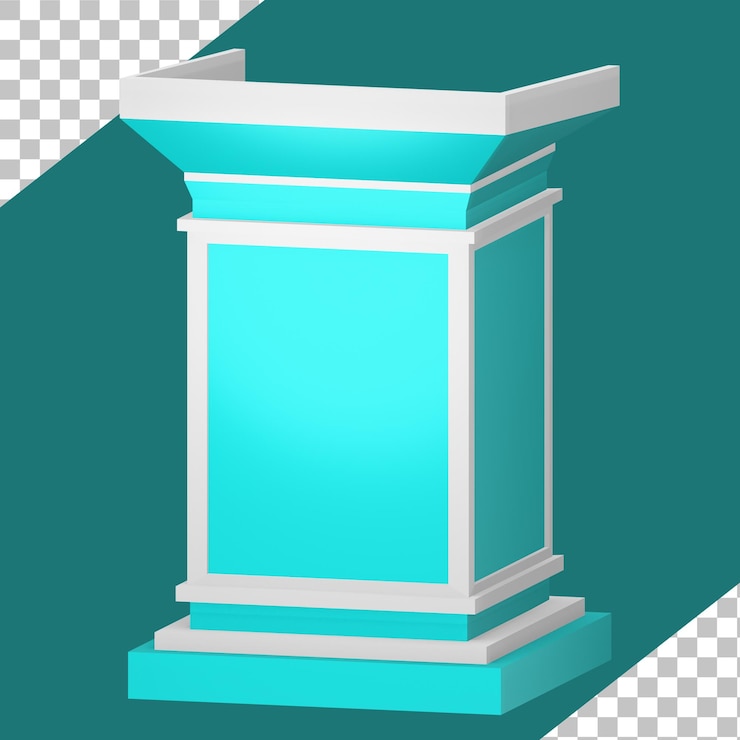 PSD a blue and white column with a white column and a white column with a blue base.