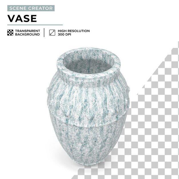 PSD blue and white decorated clay vase to create a scene