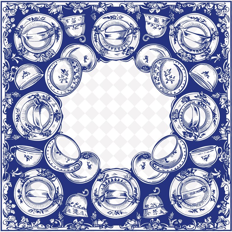 PSD a blue and white design with a blue and white floral design
