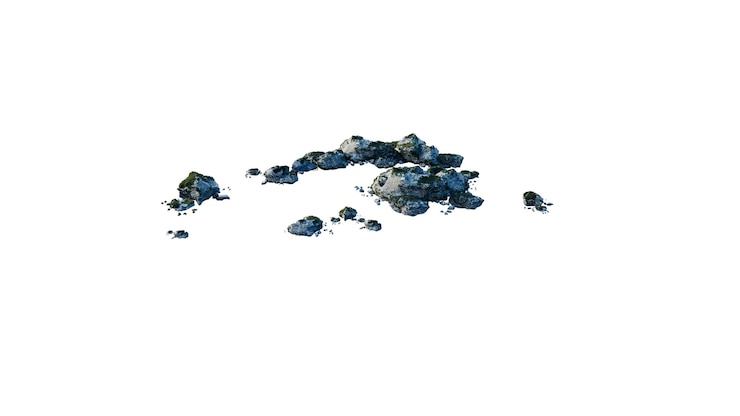 PSD a blue and white drawing of a pile of rocks