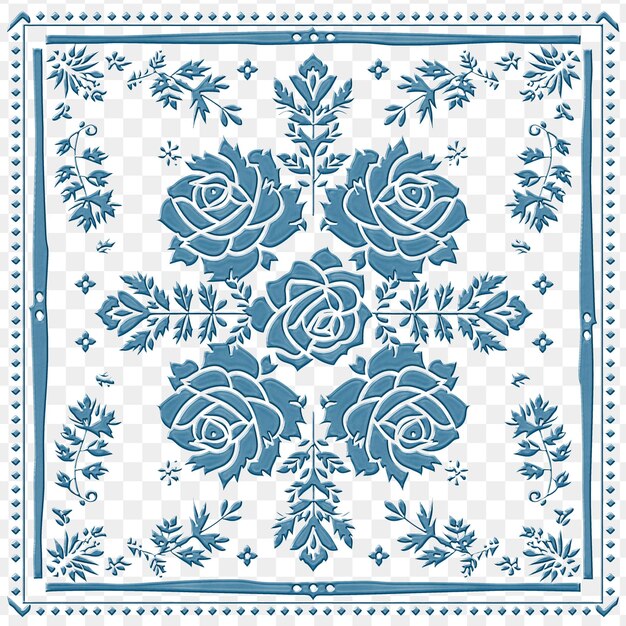 PSD a blue and white floral design in a square